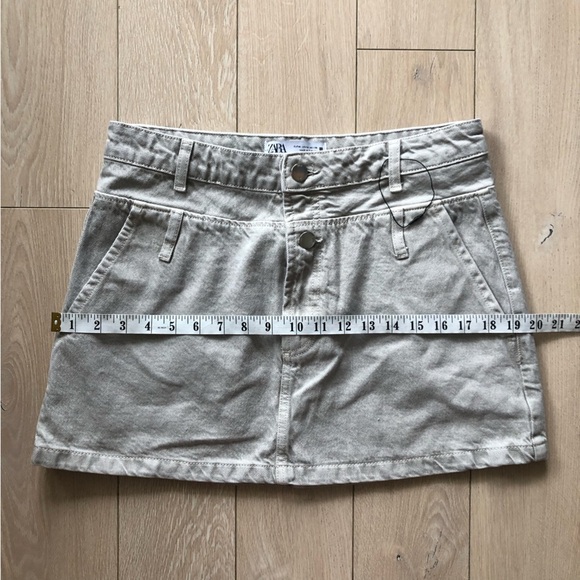 NWOT Zara Gray Denim Mini Skirt Double Waisted Size Medium Cowgirl - Picture 5 of 10